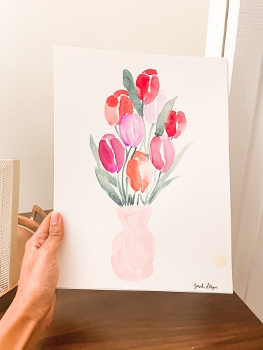 feminine painting of tulips